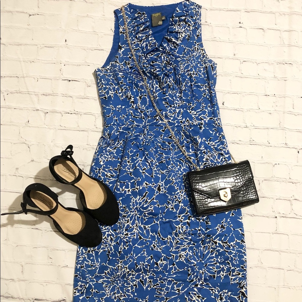 Taylor Ruffled Neck Sheath Dress